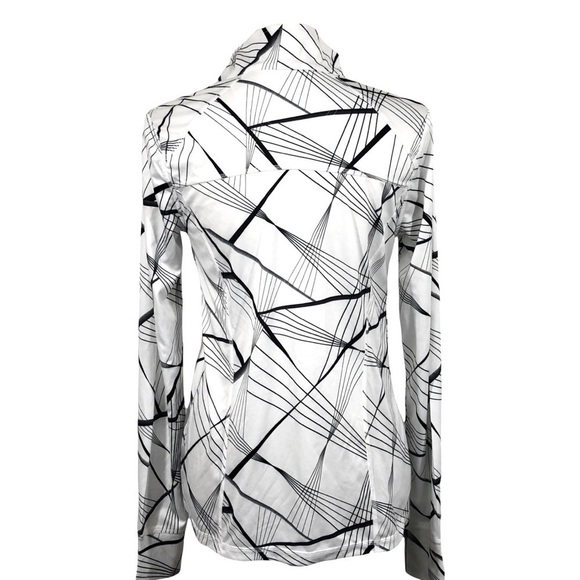 XERSION - WHITE & BLACK RUNNING JACKET / TOP GEOMETRIC PATTERN & REFLECTIVE-B11 - Picture 6 of 12
